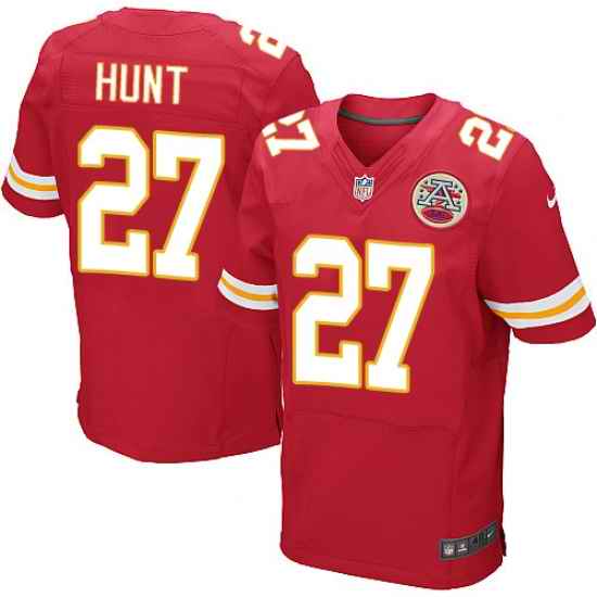 Nike Chiefs #27 Kareem Hunt Red Team Color Mens Stitched NFL Elite Jersey